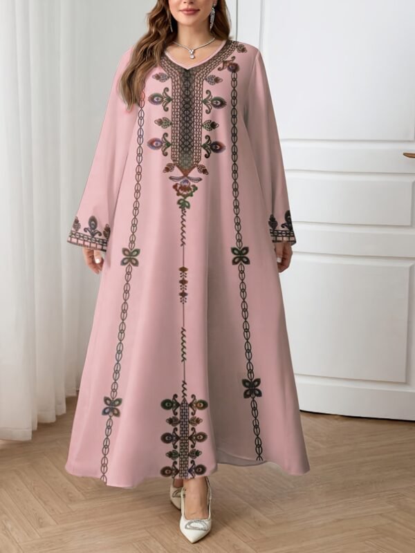 5b93e2dc-9129-4f9d-8b7f-ba0abe2e37c8.jpg Plus Size Ethnic Print Maxi Dress