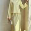 b938217b-0f1b-4b30-b30f-3fff00d76fe9.jpg Yellow Satin Draped Two-Piece Set