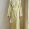 f1e909af-6db6-4ab2-9dcc-e66ef7bccfad.jpg Yellow Satin Draped Two-Piece Set