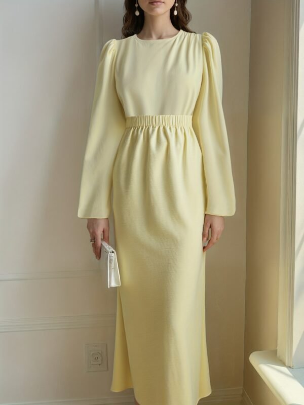 f1e909af-6db6-4ab2-9dcc-e66ef7bccfad.jpg Yellow Satin Draped Two-Piece Set